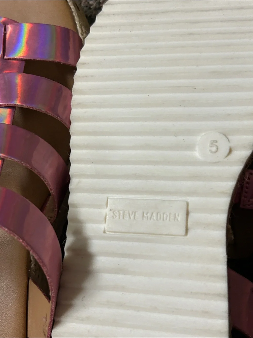 Steve Madden Holographic Pink Strappy Platform Sandals